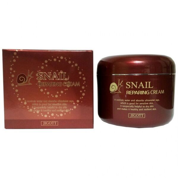 Восстанавливающий крем с муцином улитки Jigott Snail Reparing Cream