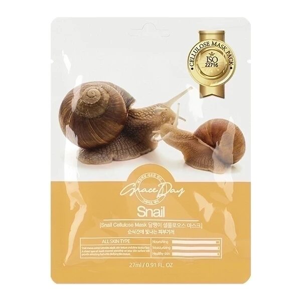 Тканевая маска с муцином улитки Grace Day Snail Cellulose Mask