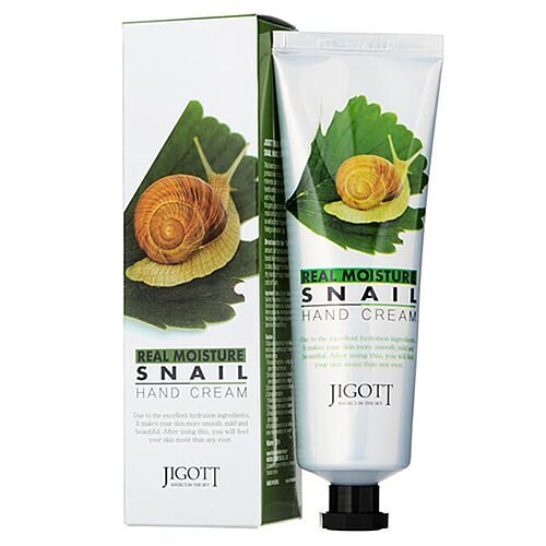 Jigott Крем для рук с экстрактом слизи улитки - Real moisture snail hand сream, 100мл